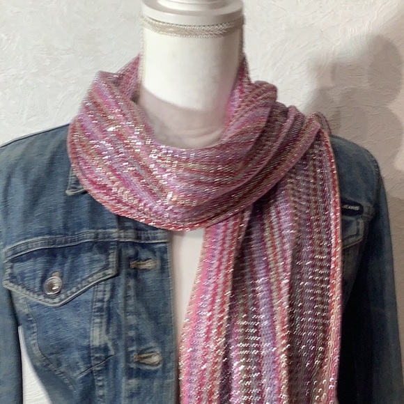 Lightweight - sparkle - statement - multicolor - summer - fringe - spring scarf - Picture 2 of 5